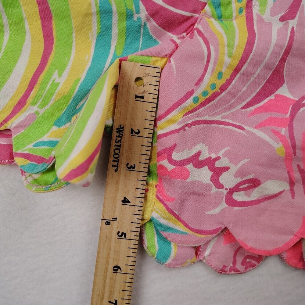 Lilly Pulitzer Buttercup Shorts Sz 00 All Nighter Flamingo Scalloped Hem - Picture 8 of 8